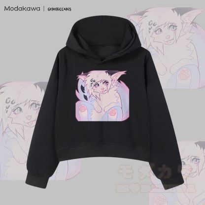 MODAKAWA X genericcanis Fuchs-Charakter-Grafik-Crop-Couche aus Baumwolle - Schwarz - 3XL - image 4