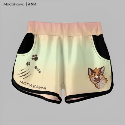 MODAKAWA X atka Gradient Playful Fox Face Graphic Shorts - Pink - 5XL - image 5