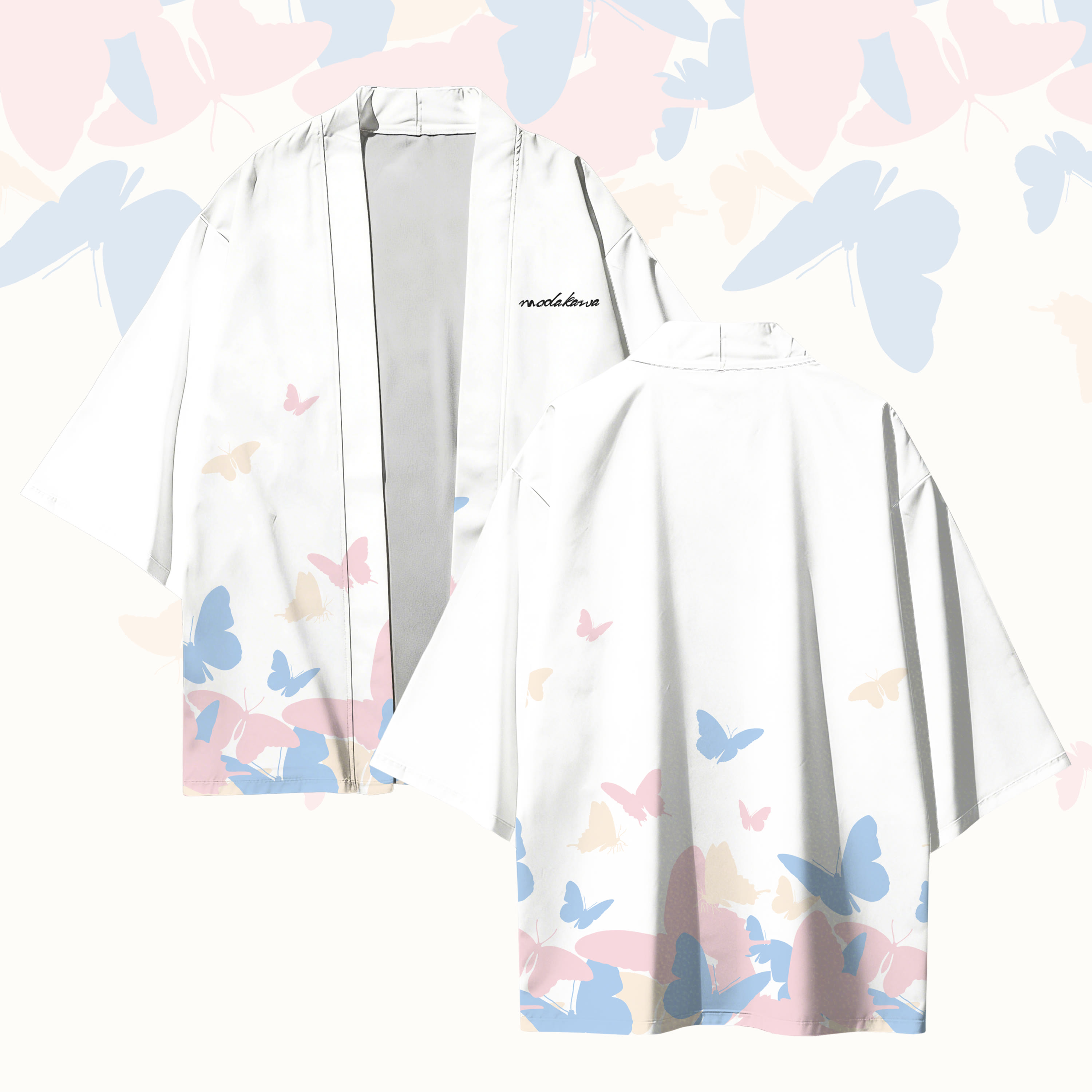 Modakawa Cardigan mit Farben , Kimono-Oberbekleidung - White - 3XL - image 5