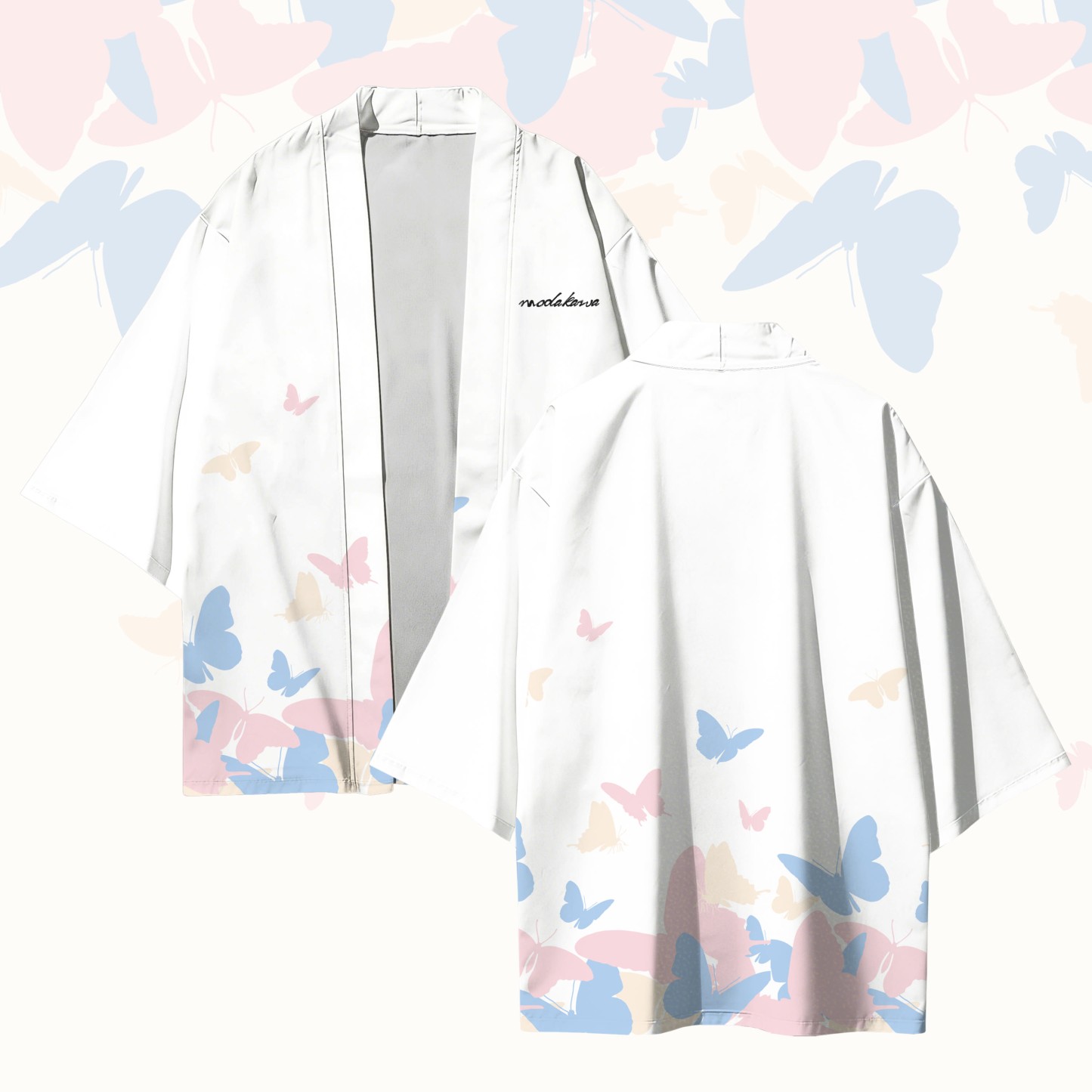 Modakawa Cardigan mit Farben , Kimono-Oberbekleidung - White - 3XL - image 5