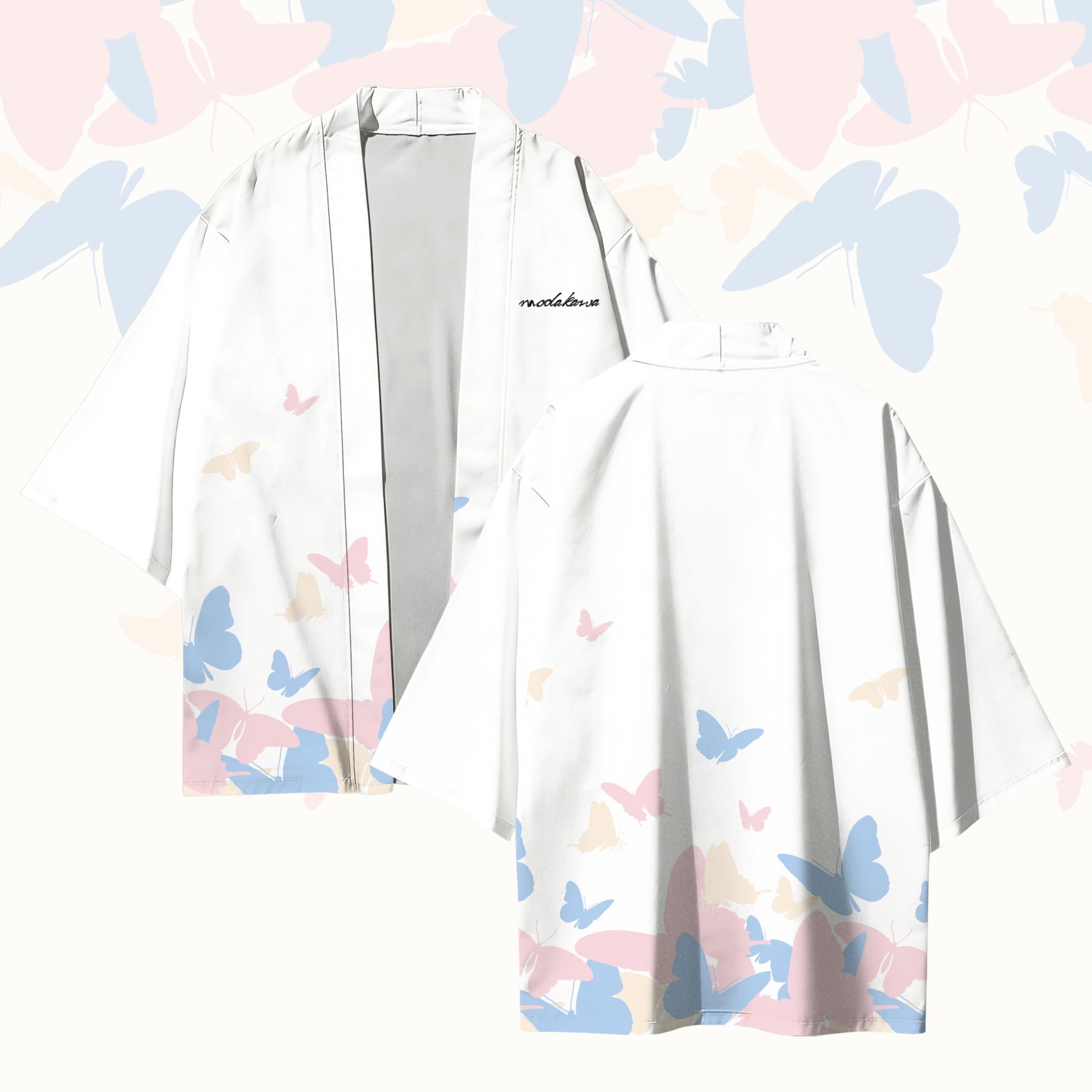 Modakawa Cardigan mit Farben , Kimono-Oberbekleidung - White - 3XL - image 5