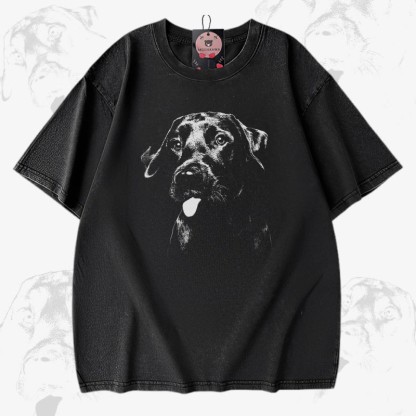 Modakawa Vintage T-Shirt mit Welpenzungen-Motiv, gewaschen aus 100 % Baumwolle - Black - 5XL - image 2