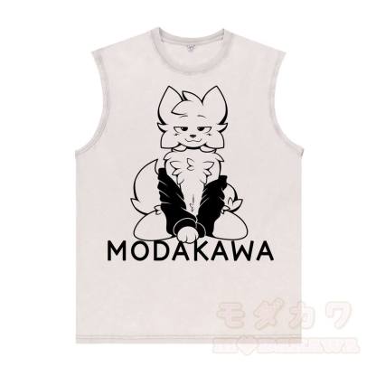 MODAKAWA X zarckets Anime Fox Graphic Unisex Vintage Washed Sleeveless T-shirt - Aprikose - 2XL - image 4