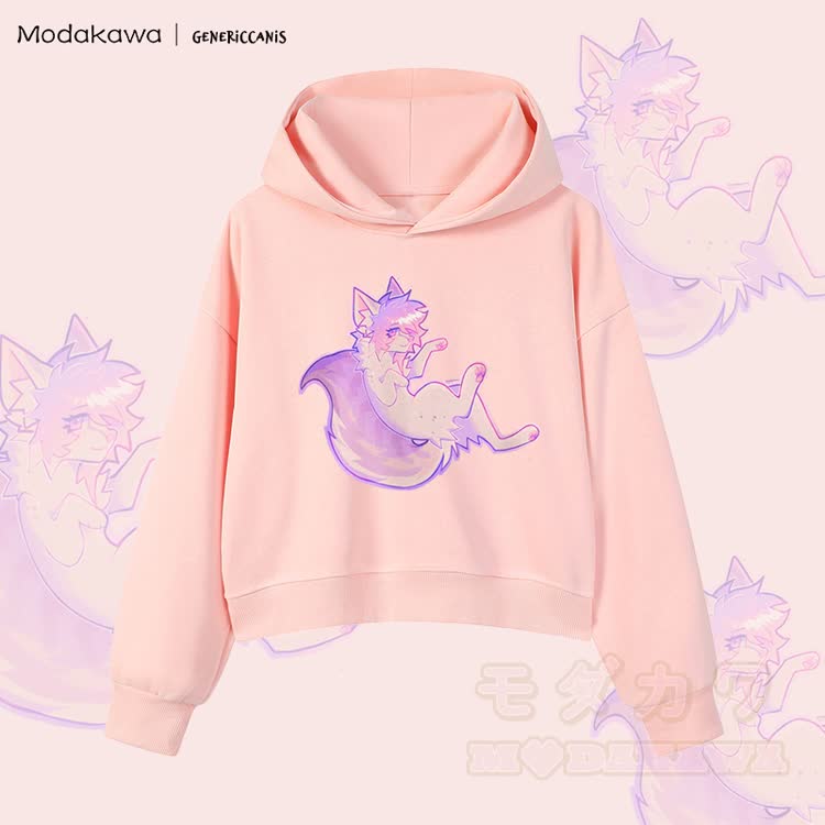 MODAKAWA X genericcanis Fox Graphic Cropped Cotton Hoodie - Rosa - 3XL - image 5