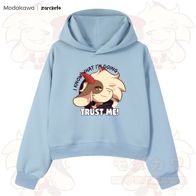MODAKAWA X zarckets TRUST ME Goat Graphic Cropped Cotton Hoodie - Blau - 3XL - image 5