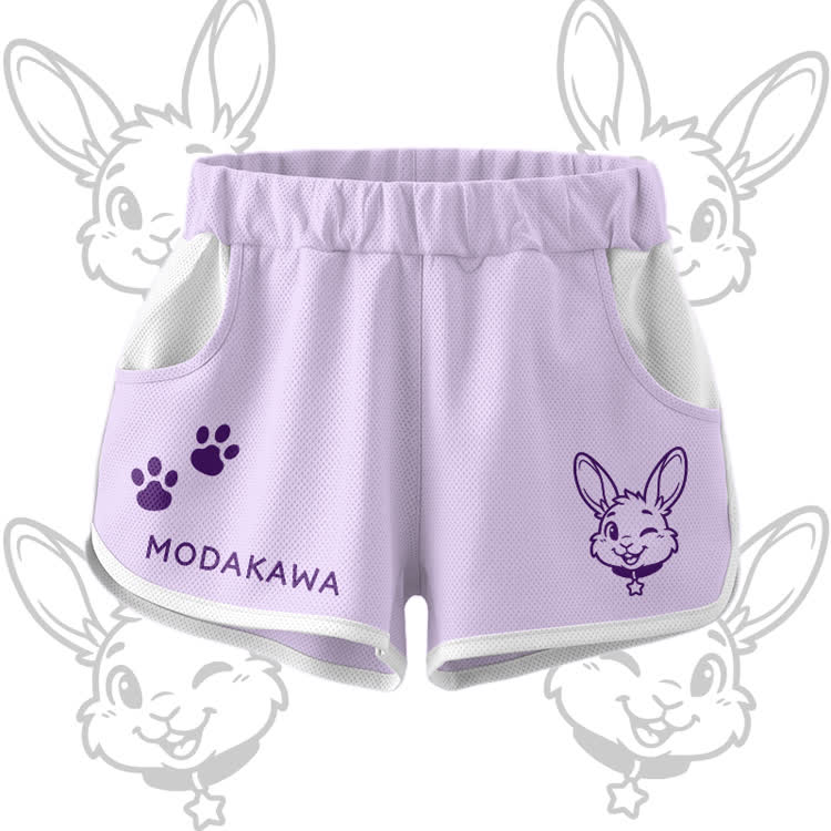 Wink Bunny Grafik Crop Tank Sport Top Shorts Bikini Modakawa passendes Outfit - Purple Shorts - 5XL - image 10