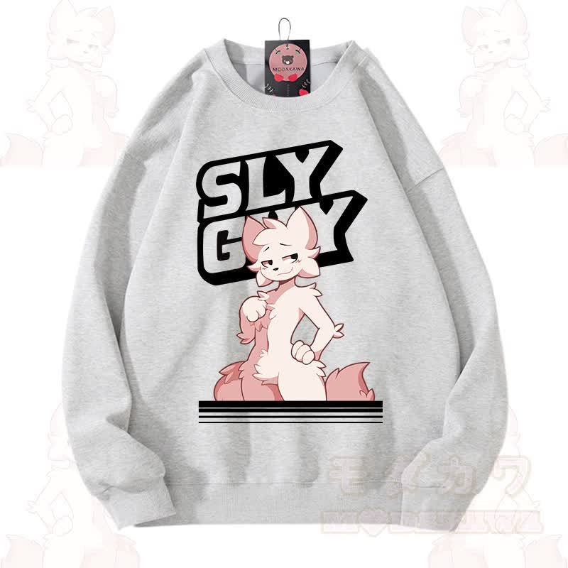 MODAKAWA X zarckets SLY GUY Unisex-Sweatshirt mit niedlichem Fuchs-Motiv - Grau - 3XL - image 10