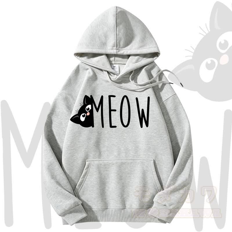 MODAKAWA MEOW Kapuzenpullover mit Katzenprint und Fleece-Futter - Hellgrau - 3XL - image 10