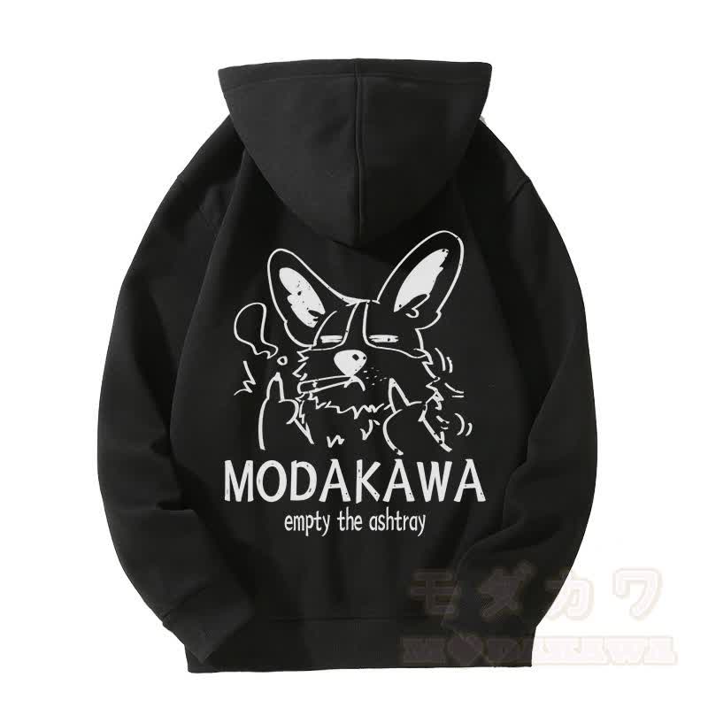 MODAKAWA TAR Kapuzenpullover mit Reißverschluss und Fleecefutter, Motiv „Grumpy Smoking Puppy“ - Schwarz - 5XL - image 5