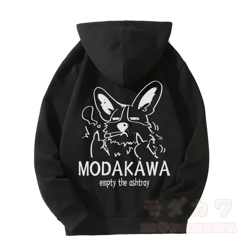 MODAKAWA TAR Kapuzenpullover mit Reißverschluss und Fleecefutter, Motiv „Grumpy Smoking Puppy“ - Schwarz - 5XL - image 5