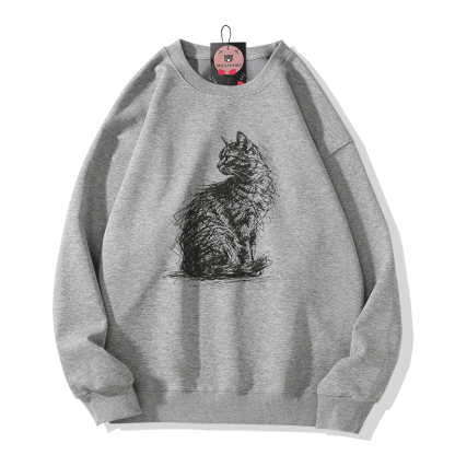 Modakawa Sweatshirt mit Katzenmotiv - Grey - 5XL - image 4