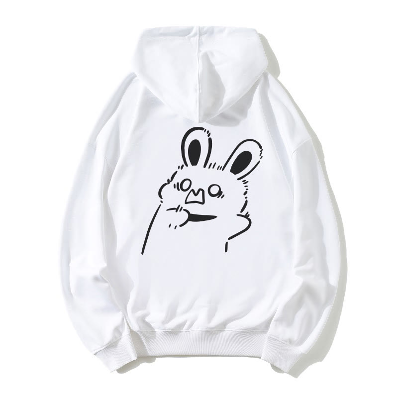 Lockerer Hoodie mit Startled Bunny-Grafik - White - 5XL - image 3
