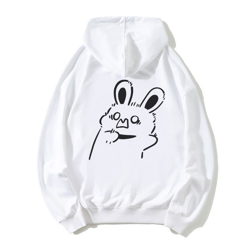 Lockerer Hoodie mit Startled Bunny-Grafik - White - 5XL - image 3