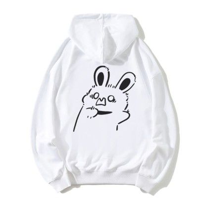 Lockerer Hoodie mit Startled Bunny-Grafik - White - 5XL - image 3