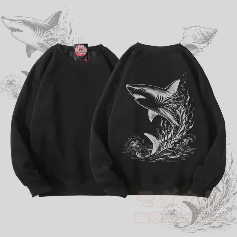 MODAKAWA Unisex-Sweatshirt mit Hai-Motiv - Schwarz - 5XL - image 3