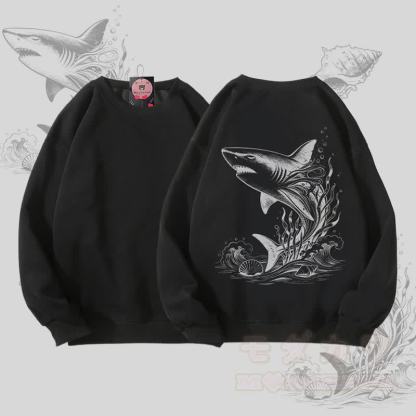 MODAKAWA Unisex-Sweatshirt mit Hai-Motiv - Schwarz - 5XL - image 3