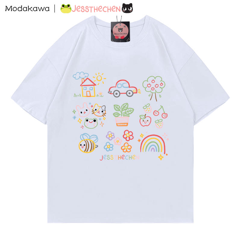 MODAKAWA X jessthechen Line Drawing Print T-Shirt - White - 5XL - image 4
