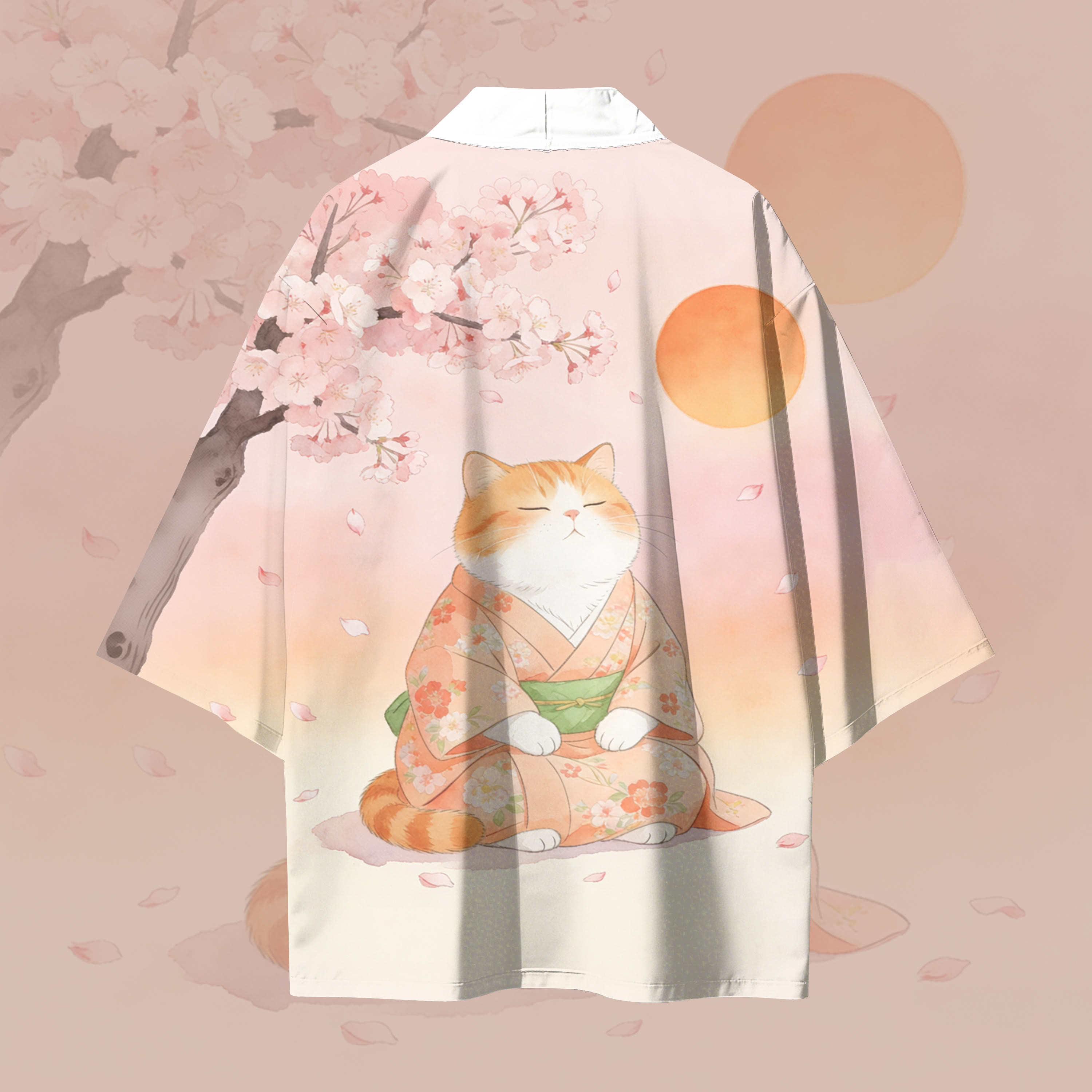 Modakawa Cardigan mit Sakura-Katzenmotiv, Kimono-Oberbekleidung - image 3