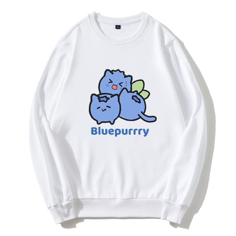 BLUEPURRRY Sweatshirt mit Rundkragen und Blueberry Purr-Grafik - Weiß - 5XL - image 5