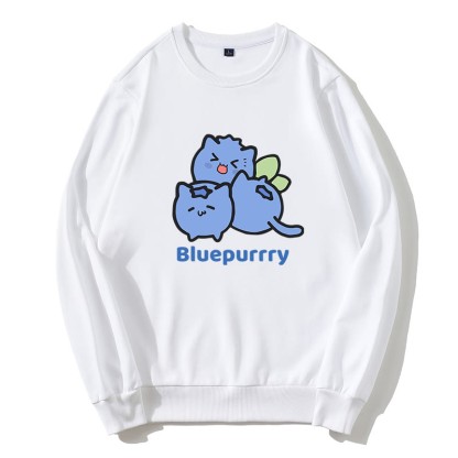 BLUEPURRRY Sweatshirt mit Rundkragen und Blueberry Purr-Grafik - Weiß - 5XL - image 5