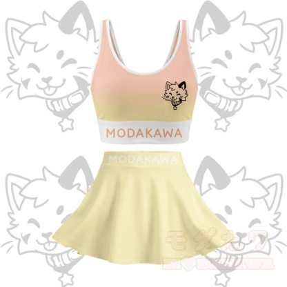 MODAKAWA X popipeko Kitty Graphic Crop Tank Sport Top Skirt Matching Outfit - Gelbes Set - 2XL - image 12