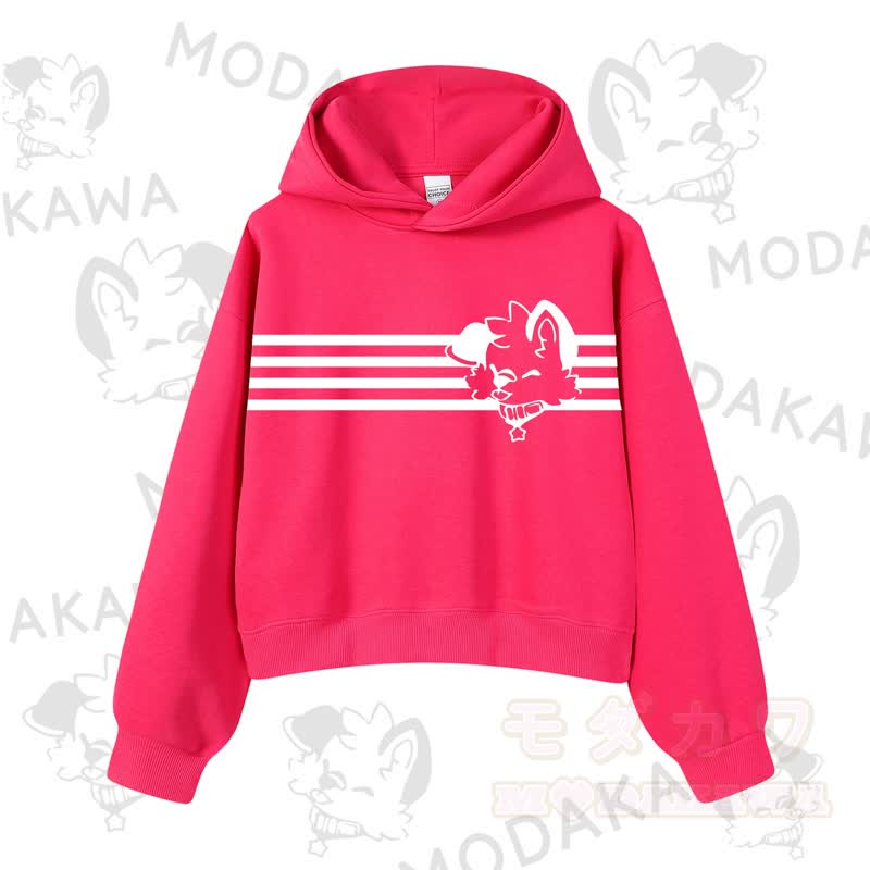 Modakawa Baumwoll-Hoodie mit Hunde-Grafikstreifen - Rose B - 3XL - image 15