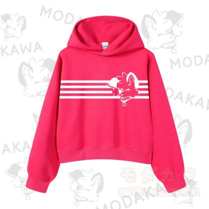Modakawa Baumwoll-Hoodie mit Hunde-Grafikstreifen - Rose B - 3XL - image 15