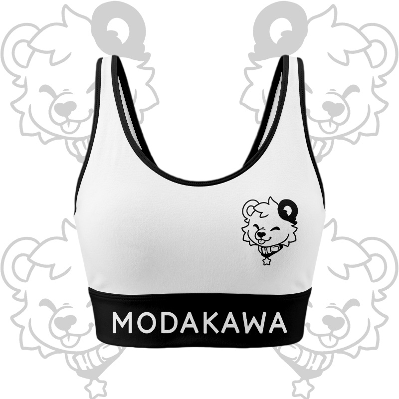 Bären-Grafik Crop Tank Sport Top Shorts Bikini Modakawa passendes Outfit - White Top - 5XL - image 3