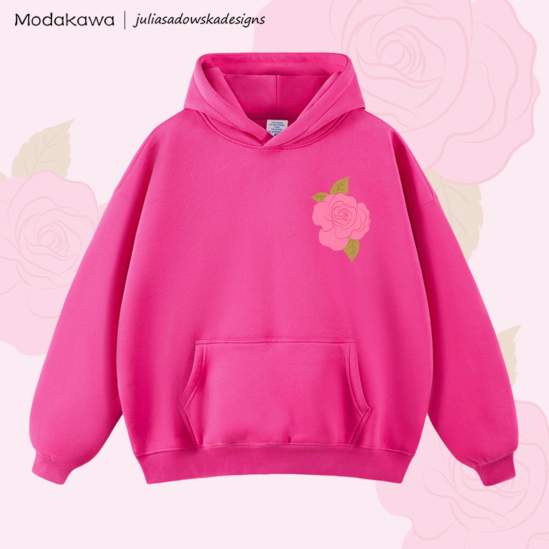 MODAKAWA X juliasadowskadesigns Fleecegefütterter Hoodie mit Rosenmotiv - Rose Red - 2XL - image 4