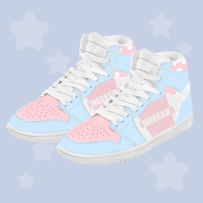 MODAKAWA Farben Block Letter Graphic Farben Block High Top Canvas Schuhe - Blue&Pink B - 48 - image 2