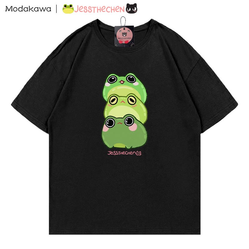 MODAKAWA X jessthechen Stacked Frog Grafik-T-Shirt - Black - 5XL - image 3