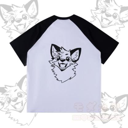 MODAKAWA X atka Happy Fox Graphic Farben Block Pocket T-Shirt Shorts passendes Outfit - Weißes und schwarzes T-Shirt - XL - image 5