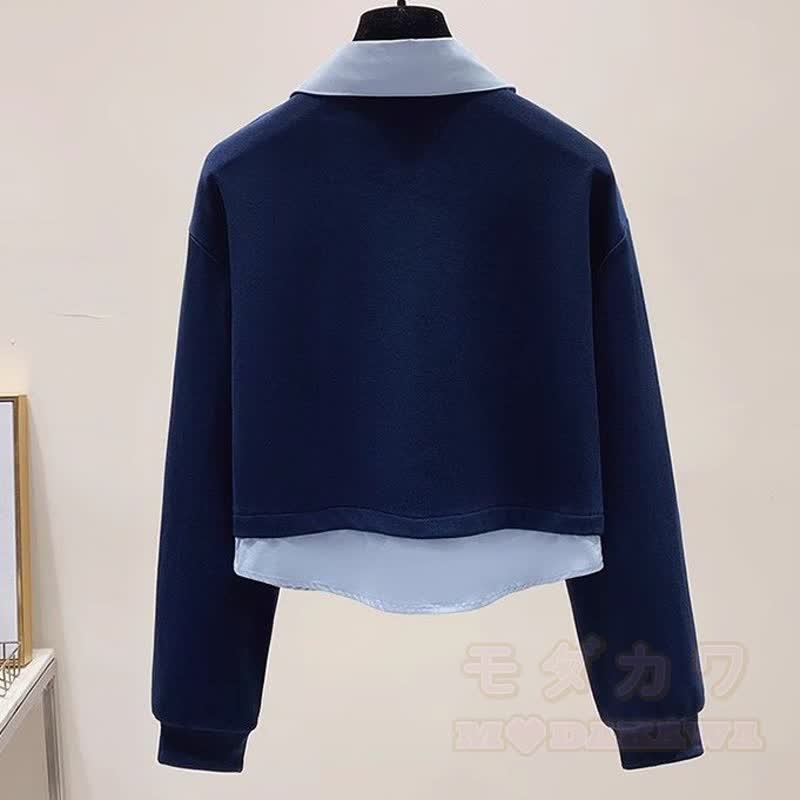 Zweiteiliges Set aus Polo-Sweatshirt im Preppy-Stil und Cargohose aus Denim mit Farbverlauf - image 5