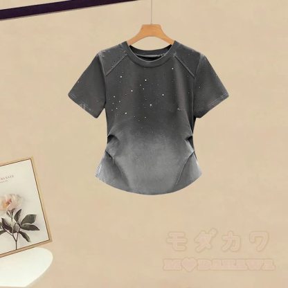 Farbverlauf-T-Shirt, Jeansshorts, passendes Outfit - T-Shirt (Einzeln) - 3XL - image 4