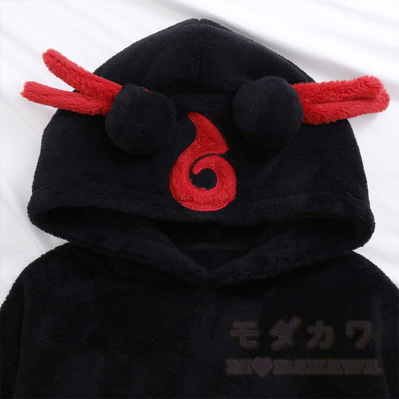 Flammwolken-Plüsch-Kapuzen-Einteiler-Pyjama - image 6