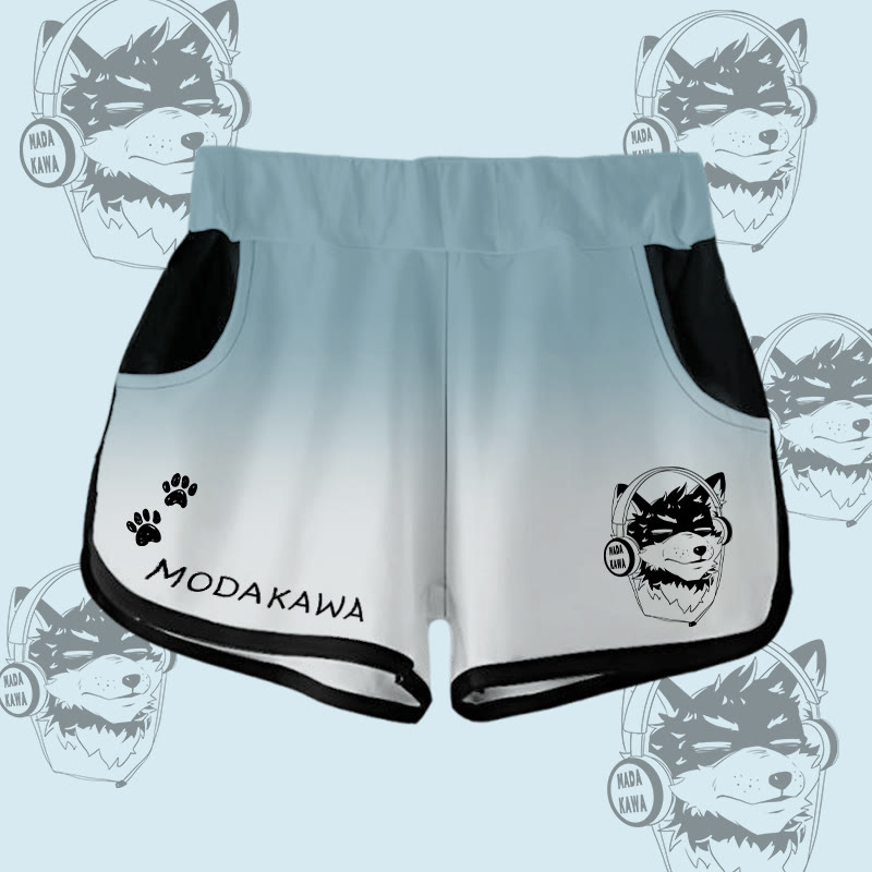 MODAKAWA Gradient Koda Shorts mit Kopfhörern - Teal&White - 5XL - image 3