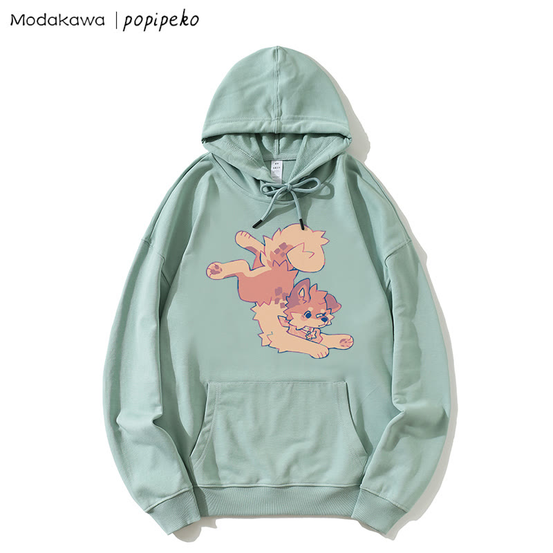 MODAKAWA X popipeko Lockerer Hoodie mit Welpen-Print - Green - 5XL - image 3