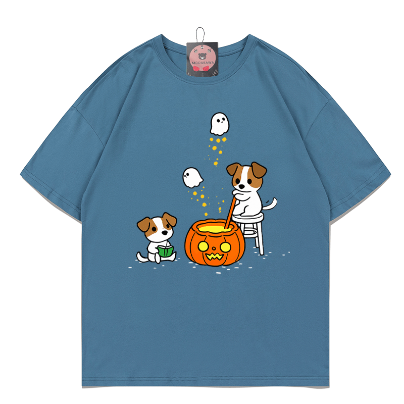 Howl-o-ween Brew Puppy Pumpkin Ghost Grafik-T-Shirt - Dark Dusty Blue - 5XL - image 8