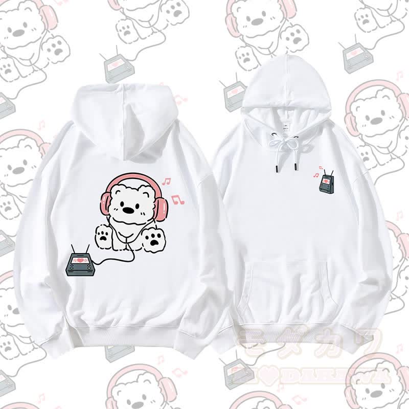 MODAKAWA Kopfhörer Bär Grafik Partner-Hoodie - Weiß - 5XL - image 7