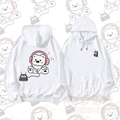 MODAKAWA Kopfhörer Bär Grafik Partner-Hoodie - Weiß - 5XL - image 7