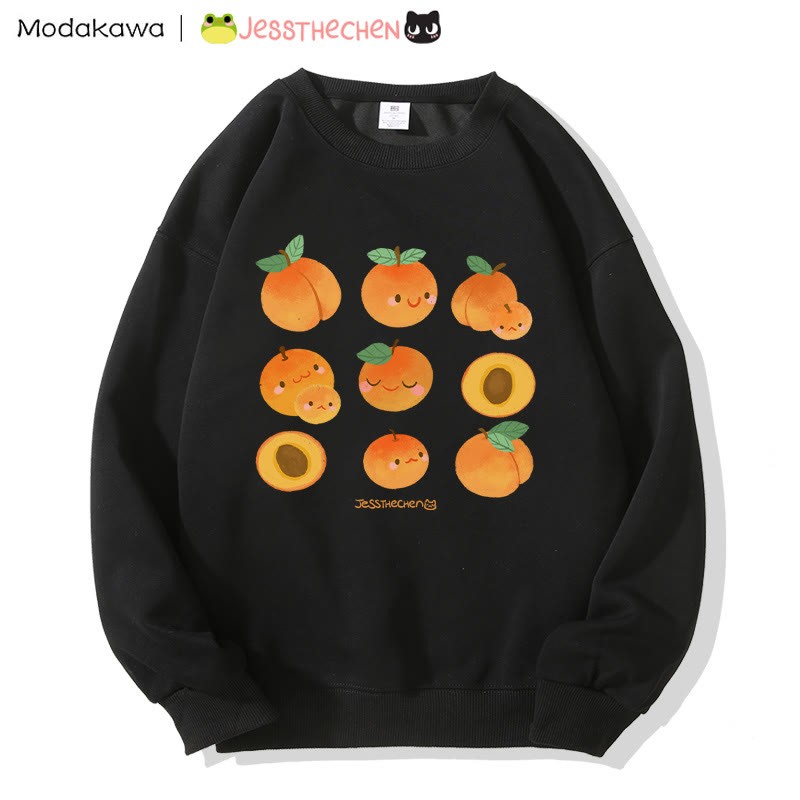MODAKAWA X jessthechen Sweatshirt mit Pfirsichprint und Rundhalsausschnitt - Black - 5XL - image 4