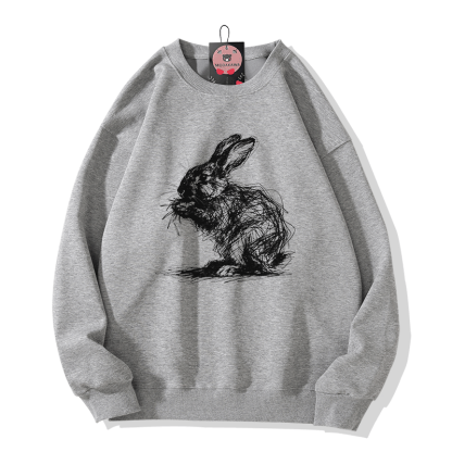 Modakawa Sweatshirt mit Kaninchenmotiv - Grey - 5XL - image 3