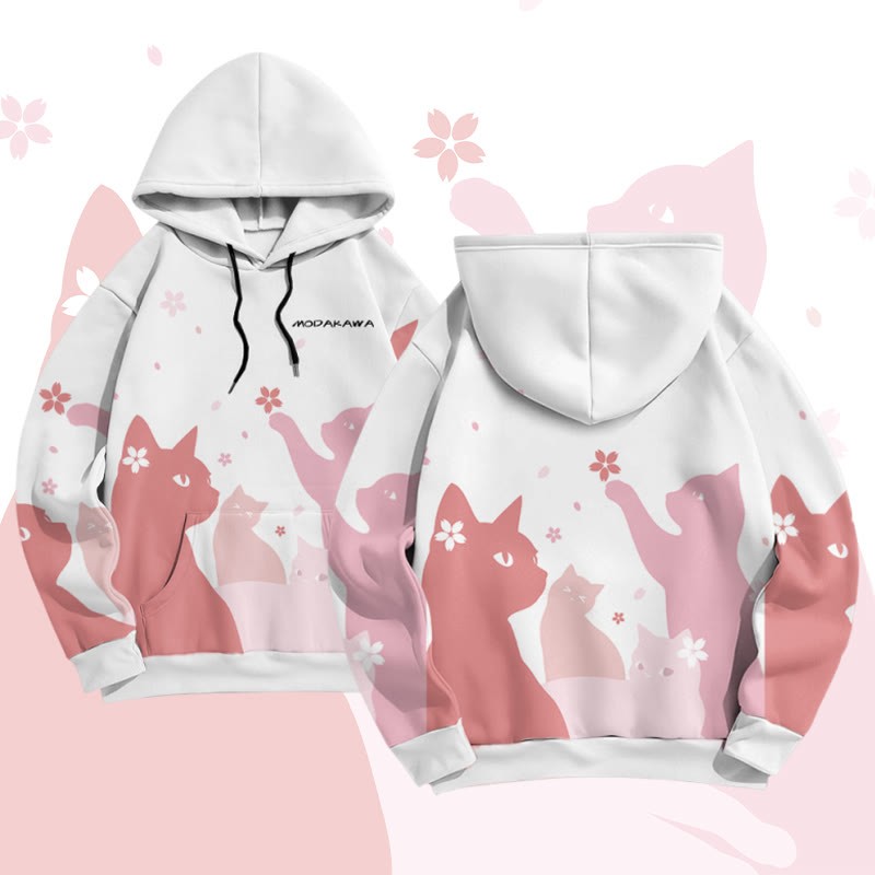 MODAKAWA Sakura Katzen-Pullover-Hoodie mit Allover-Print - White - 8XL - image 3