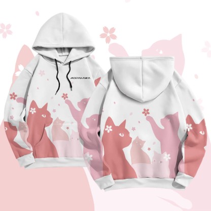 MODAKAWA Sakura Katzen-Pullover-Hoodie mit Allover-Print - White - 8XL - image 3