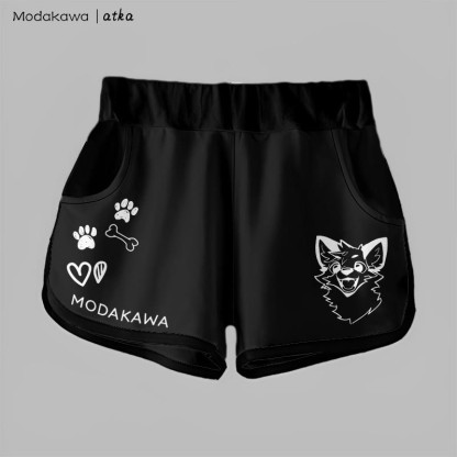 MODAKAWA X atka Gradient Cheerful Fox Graphic Shorts - Black - 5XL - image 7