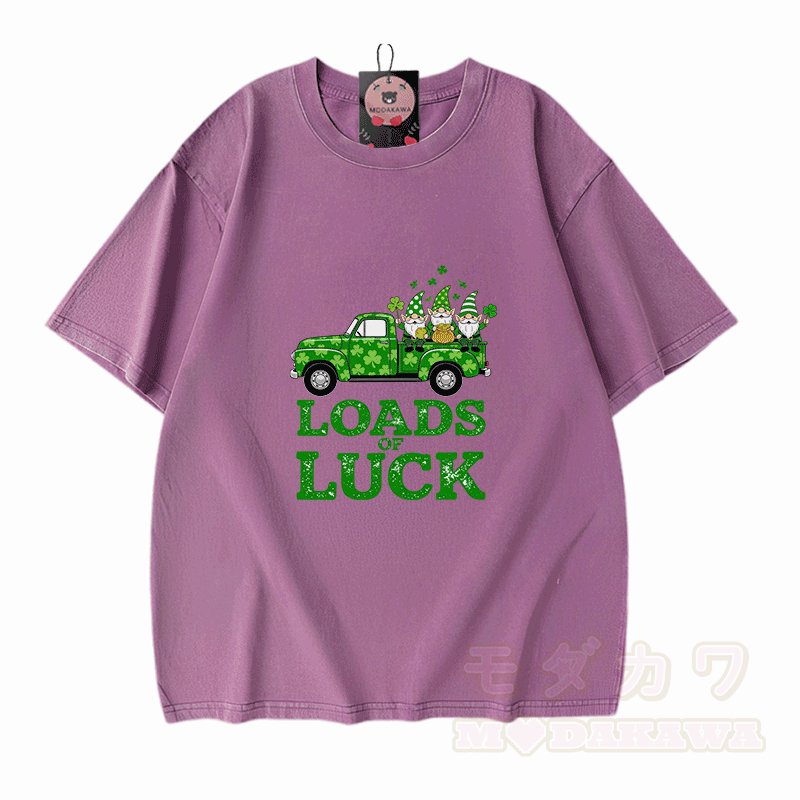 St. Pakrit-Tag – VIEL GLÜCK – Grafik Modakawa Vintage Washed 100% Baumwoll-T-Shirt - Lila - 5XL - image 6