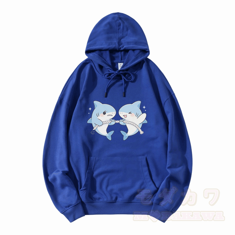 Modakawa Hoodie mit niedlichem Hai-Spielmotiv (lockere Passform, Baumwollmischung) - Blau - 5XL - image 7