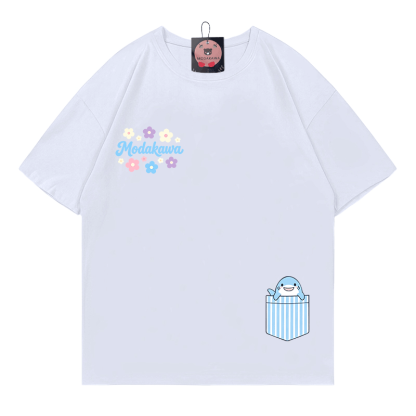 Modakawa T-Shirt aus 100 % Baumwolle mit Taschenhai- und Blumenmotiv - White - 5XL - image 3