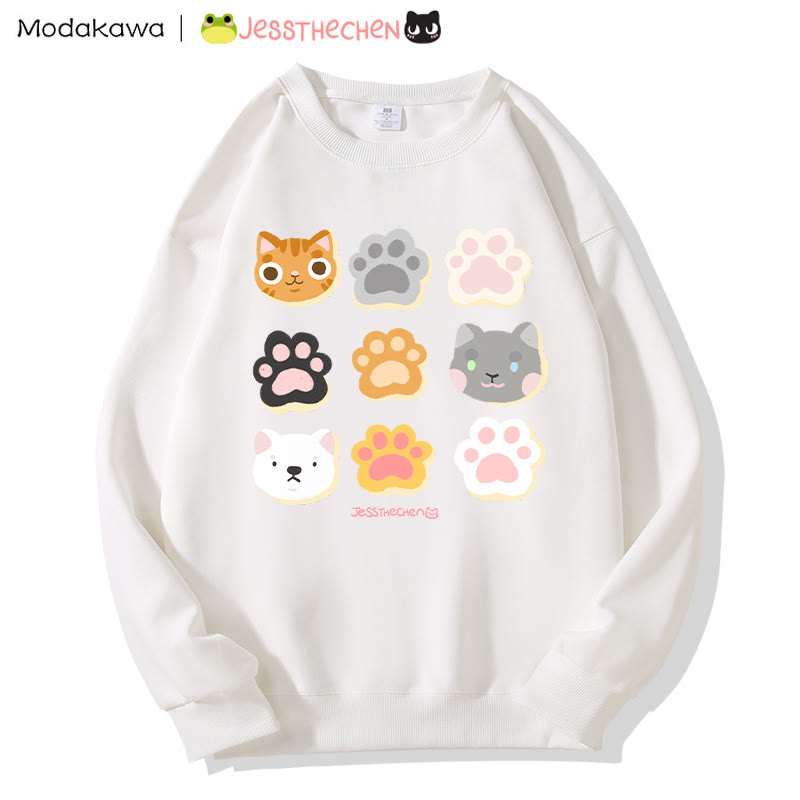 MODAKAWA X jessthechen Sweatshirt mit Katzenpfotenabdruck und Rundhalsausschnitt - White - 3XL - image 4