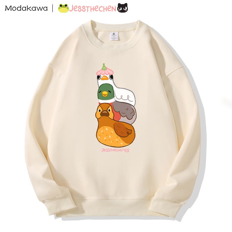 MODAKAWA X jessthechen Stacked Ducklings Graphic Sweatshirt - Beige - 5XL - image 4